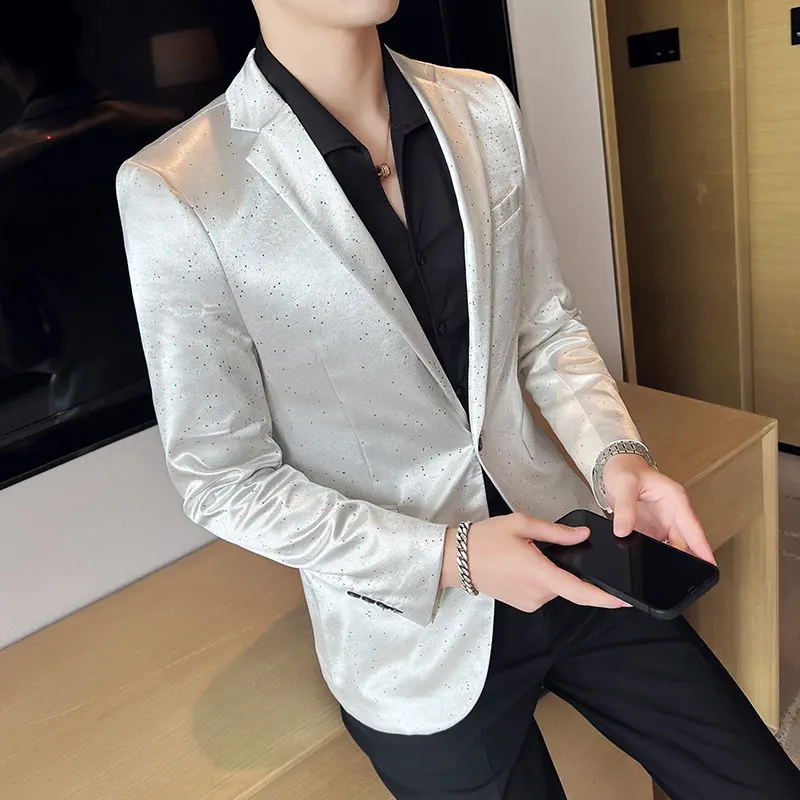 

2023 High-quality Korean Slim-fit Fashion All-in-one Banquet Boutique Business Wedding Casual Suit Men Dress Coat Men Clothing