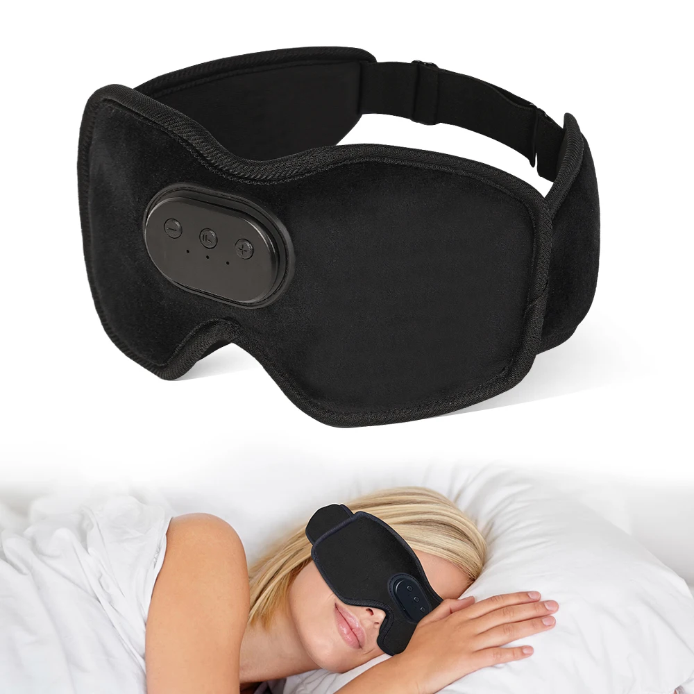 Wireless Sleep Headphones Eye Mask, Bluetooth Music Mask for Side Sleepers, Light Blocking Adjustable Eyeshade, Cool Gifts