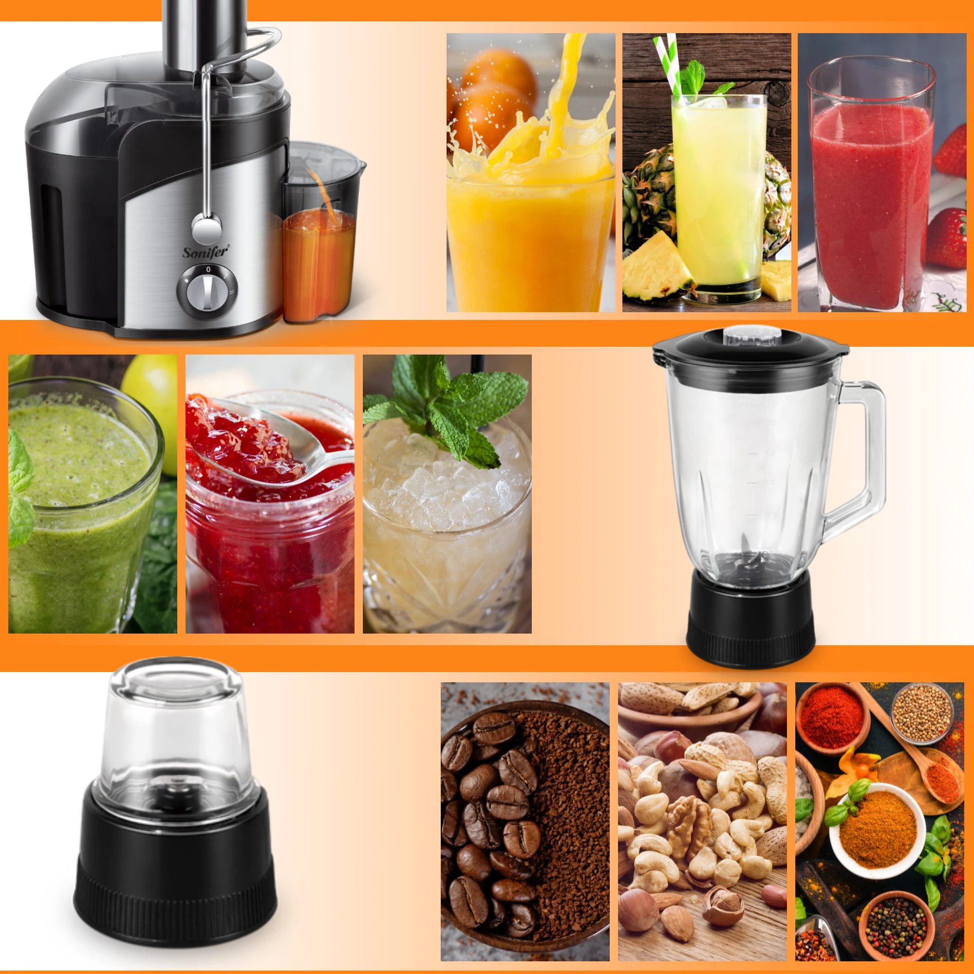 Juicer Machine 800W Blender Maker Extractor Machine Home Kitchen Watermelon Apple Fruit Squeezer Sonifer