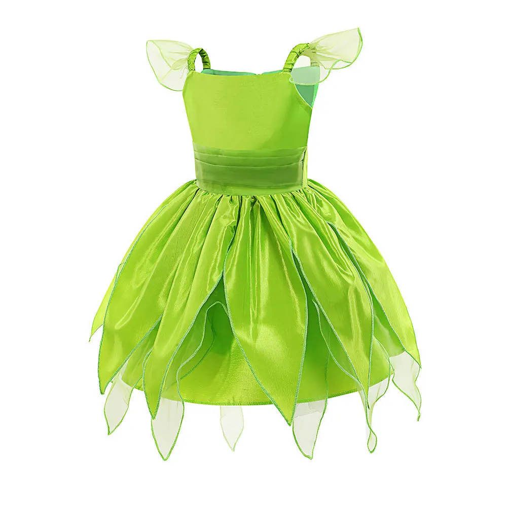 Disney Girls Tinker Bell Cute Dress Costume Tinkerbell Vestidos Fancy Dress Fairy Princess Cosplay Halloween Carnival Party