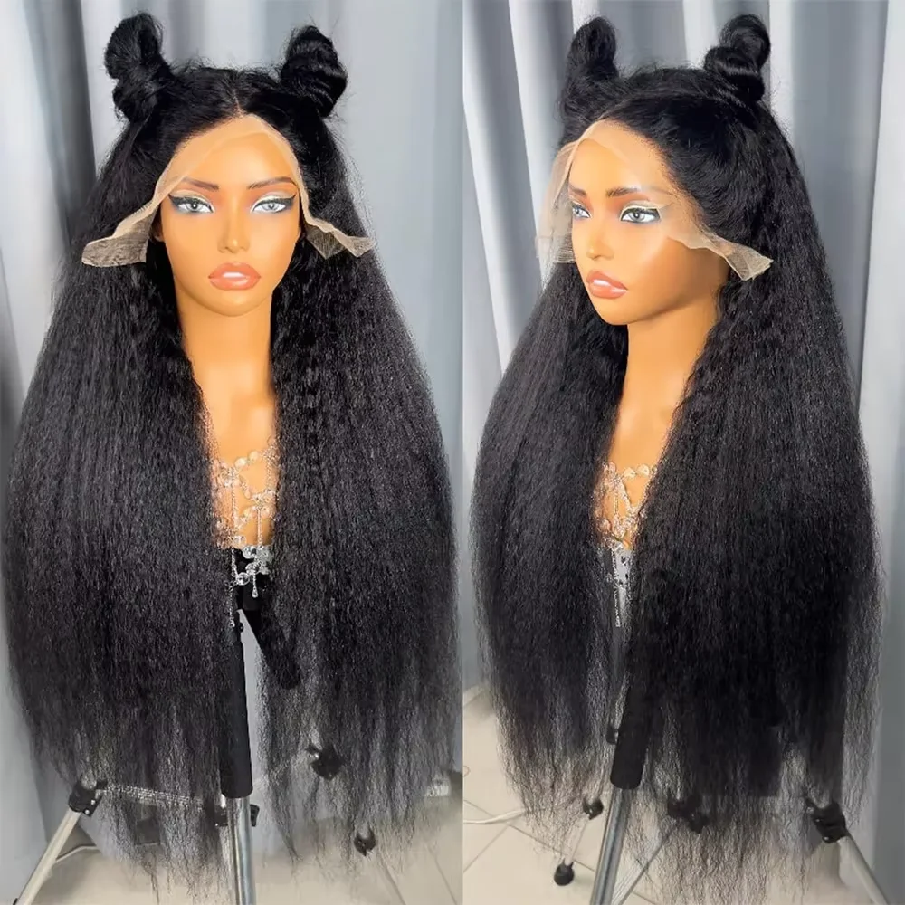 

Kinky Straight Human Hair Invisi-Drawstring Flexible Fit 360 Lace Frontal Wig For Black Women Pre Plucked Glueless 5X5 Lace Wigs