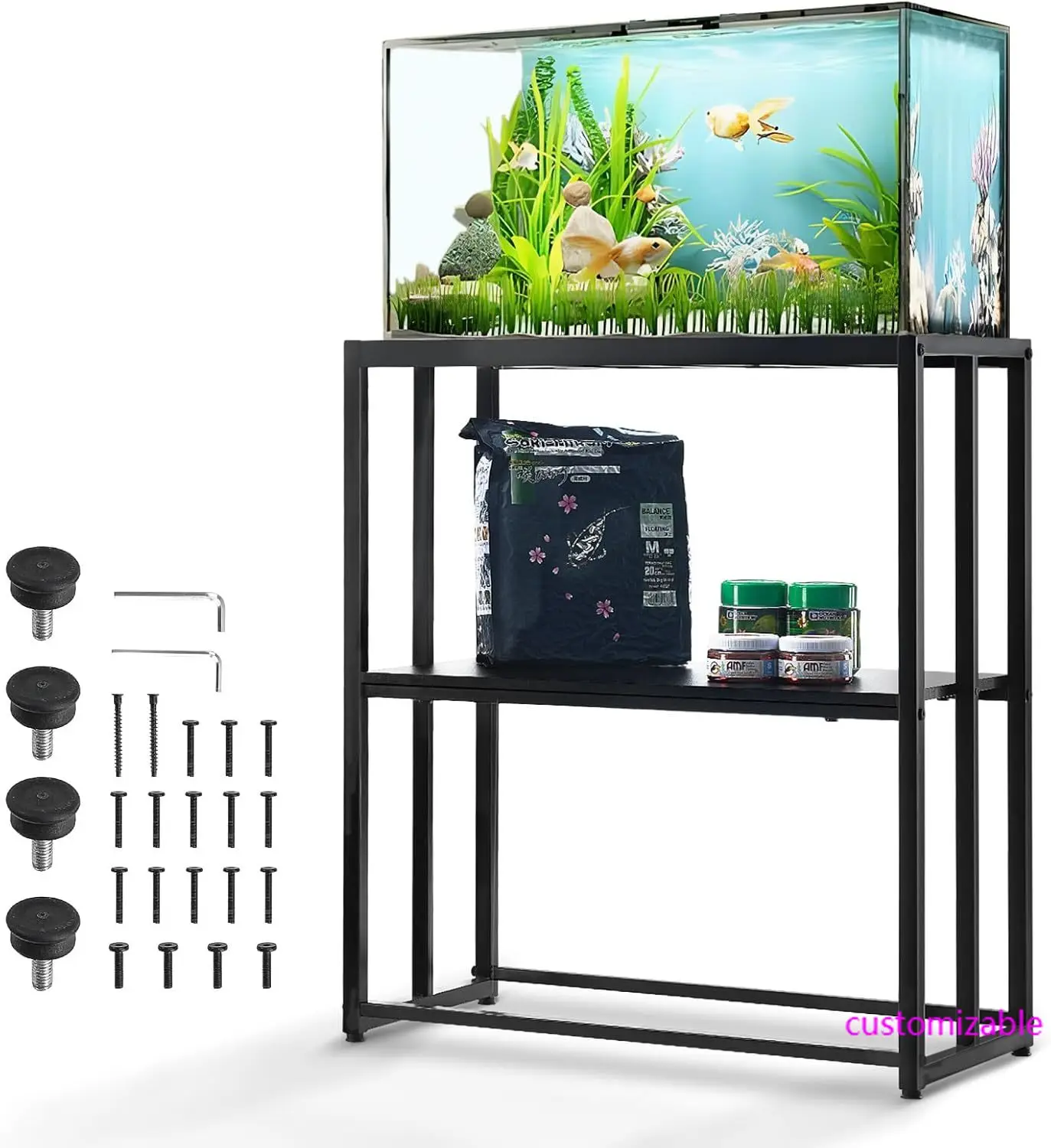 

Aquarium Stand, 20 Gallon Fish Tank Stand, 24.8 x 13 x 30 in Steel Turtle Tank Stand, 167.6 lbs Load Capacity, Reptile Tank Stan