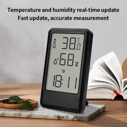 LCD Digital Display Alarm Clock Household Electronic Thermometer Hygrometer Indoor Time/Temperature/Humidity Tester Clock