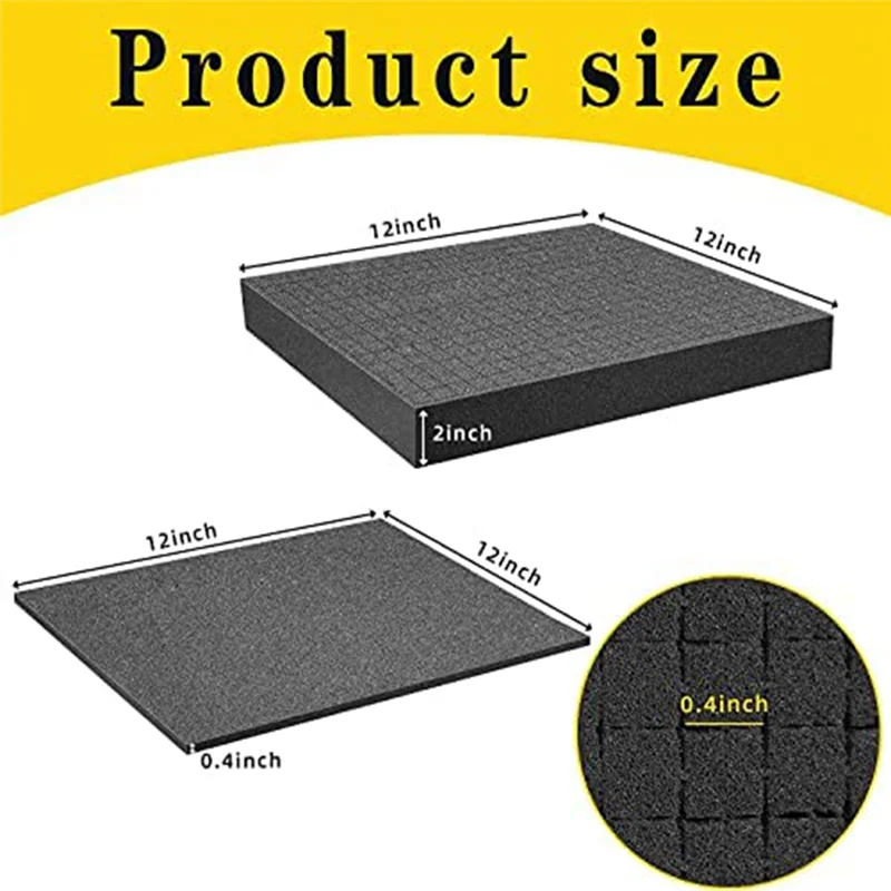 Grid Foam Cube-Foam, 2 Pieces 300x300x50mm/2 Pieces 300x300x10mm, Tool Box Camera Case Foam, Case Insert,Tool Rare