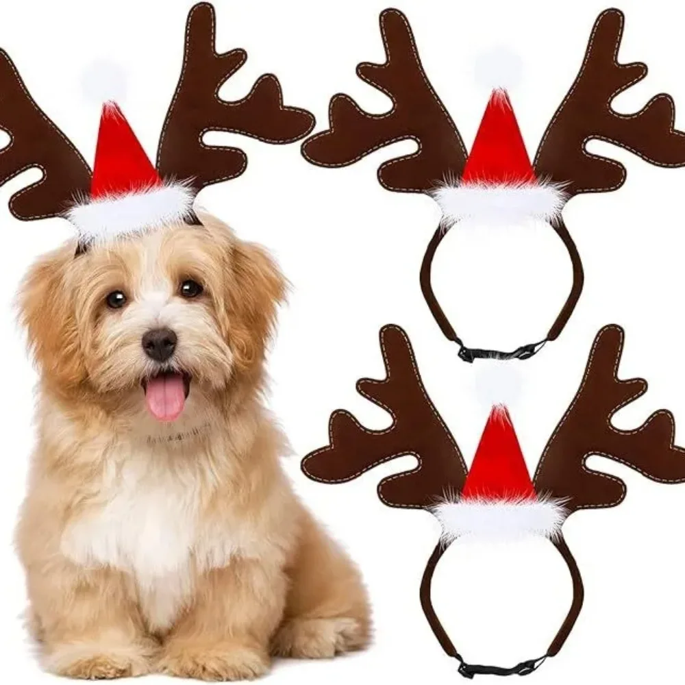 

Christmas Decoration Pet Headwear Party Dress Up Antlers Hair Hoops Pet Supplies Hat Headbands Elk Hair Hoops