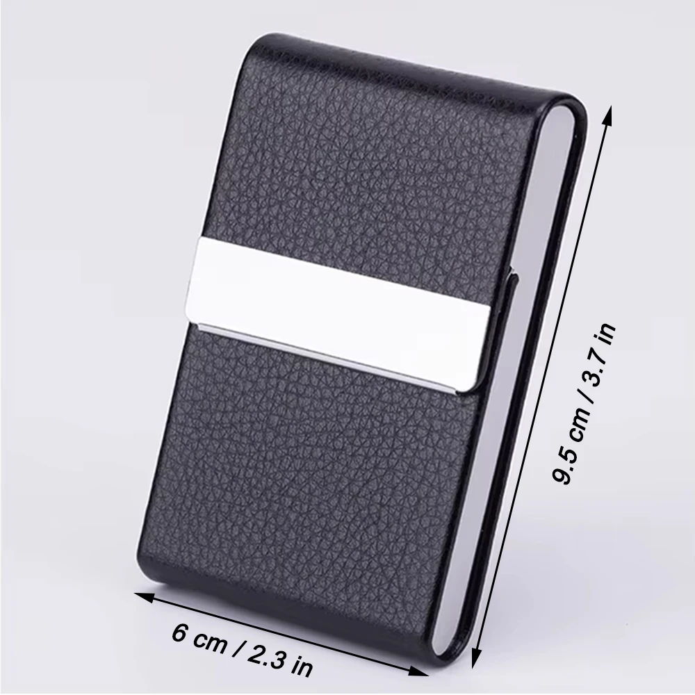 حافظة بطاقات عمل من جلد البولي يوريثان، حامل بطاقة الاسم، حامل بطاقات جيب معدني نحيف، محفظة بسيطة مع غلق مغناطيسي #5