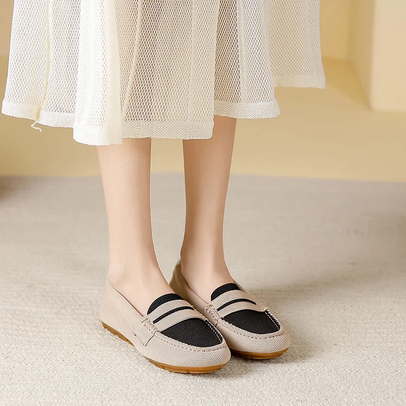 

Women's Flat Shoes Soft Sole Anti Slip Casual Fashion Flat Bean Shoes Single One Kick Shoes Comfortable Breathable Spring 2024