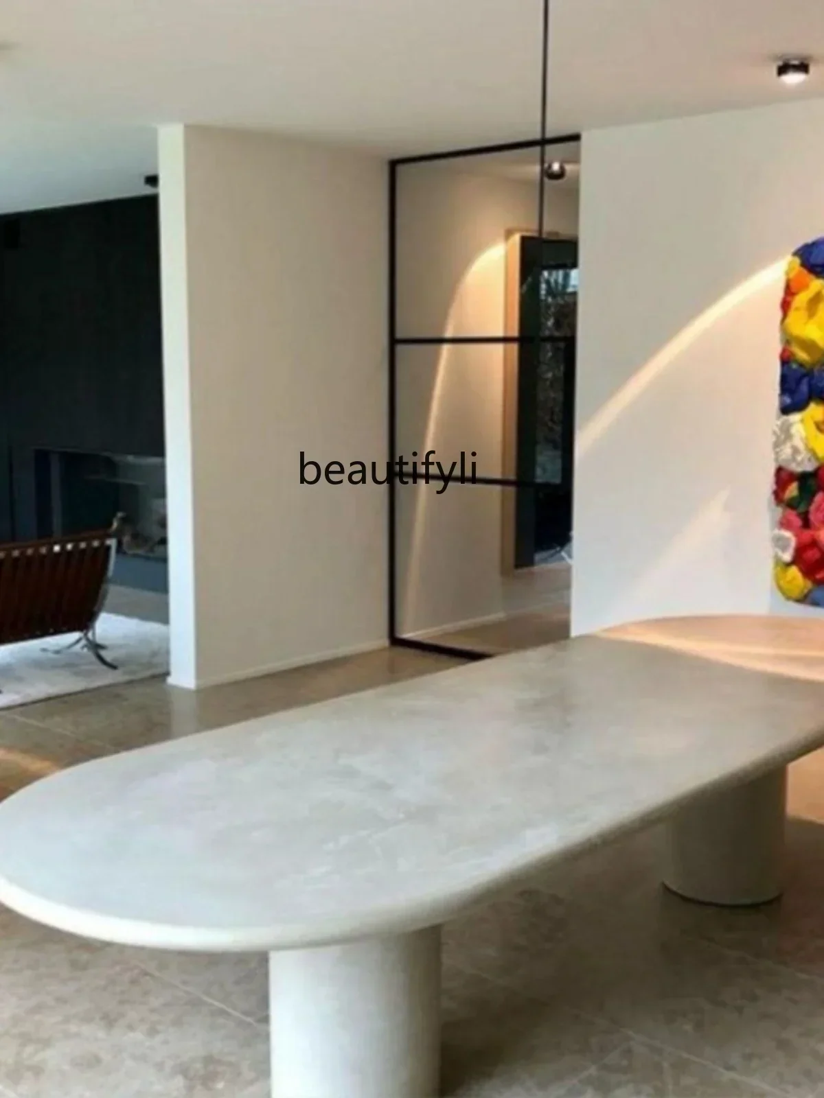 

2003Натуральный пещерный камень, дизайн обеденного стола, овальный мрамор, элитный длинный обеденный круглый стол