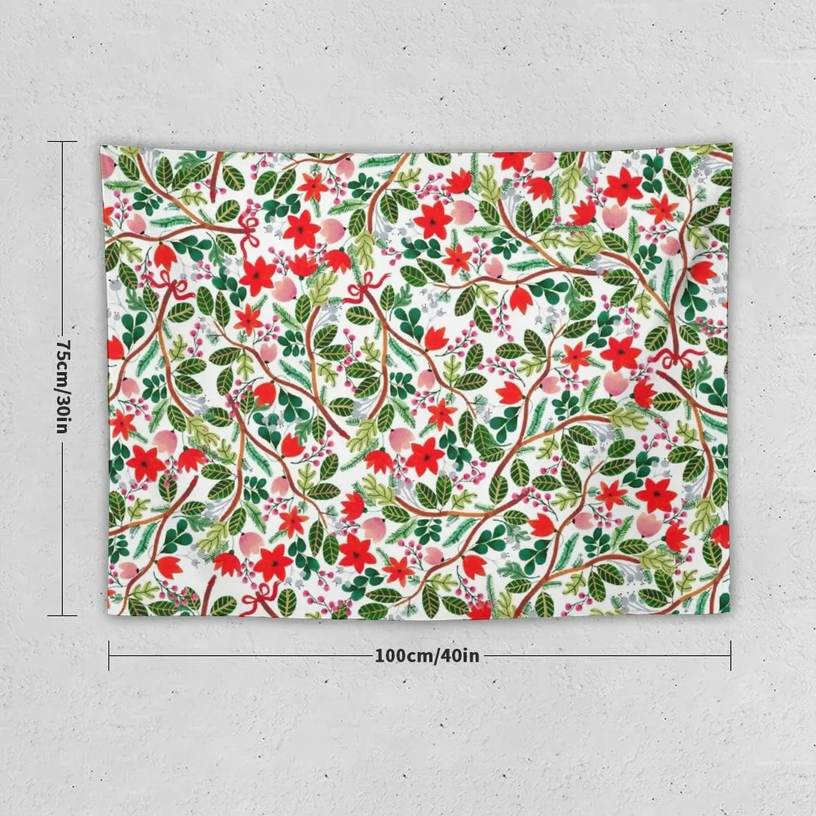 Christmas Floral Pattern Tapestry Bathroom Decor Carpet On The Wall Tapestry