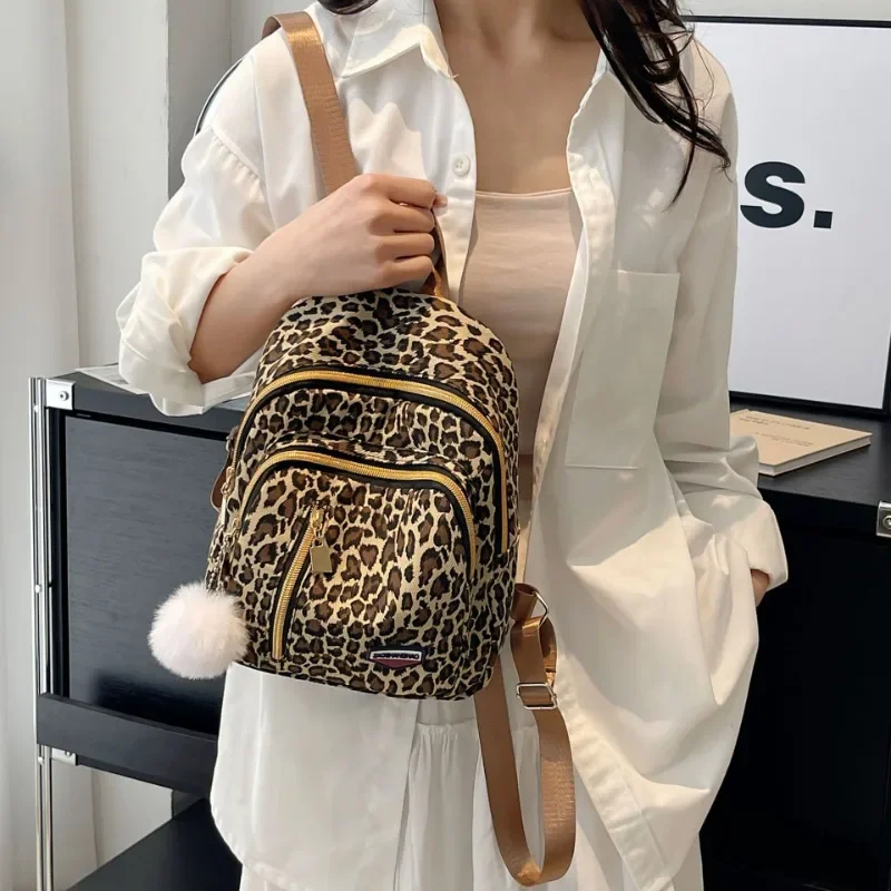 Leopard Print Bag Women\'s Summer New Backpack Women\'s Small Travel Foreign Style Korean Small Lightweight Trendy Women\'s Bag