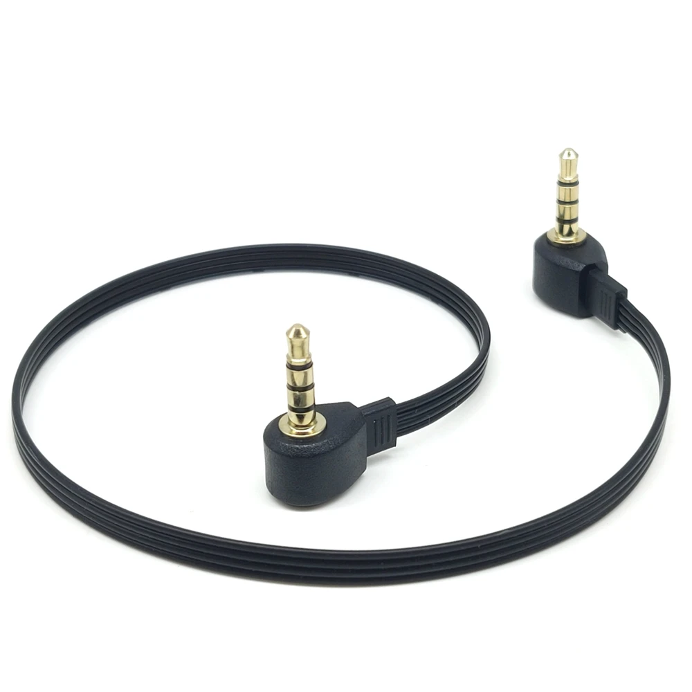 Cavo di connessione audio AUX a gomito audio montato su auto da 3.5mm maschio a maschio doppia spina auricolari piatti per computer cellulare 5CM-1M