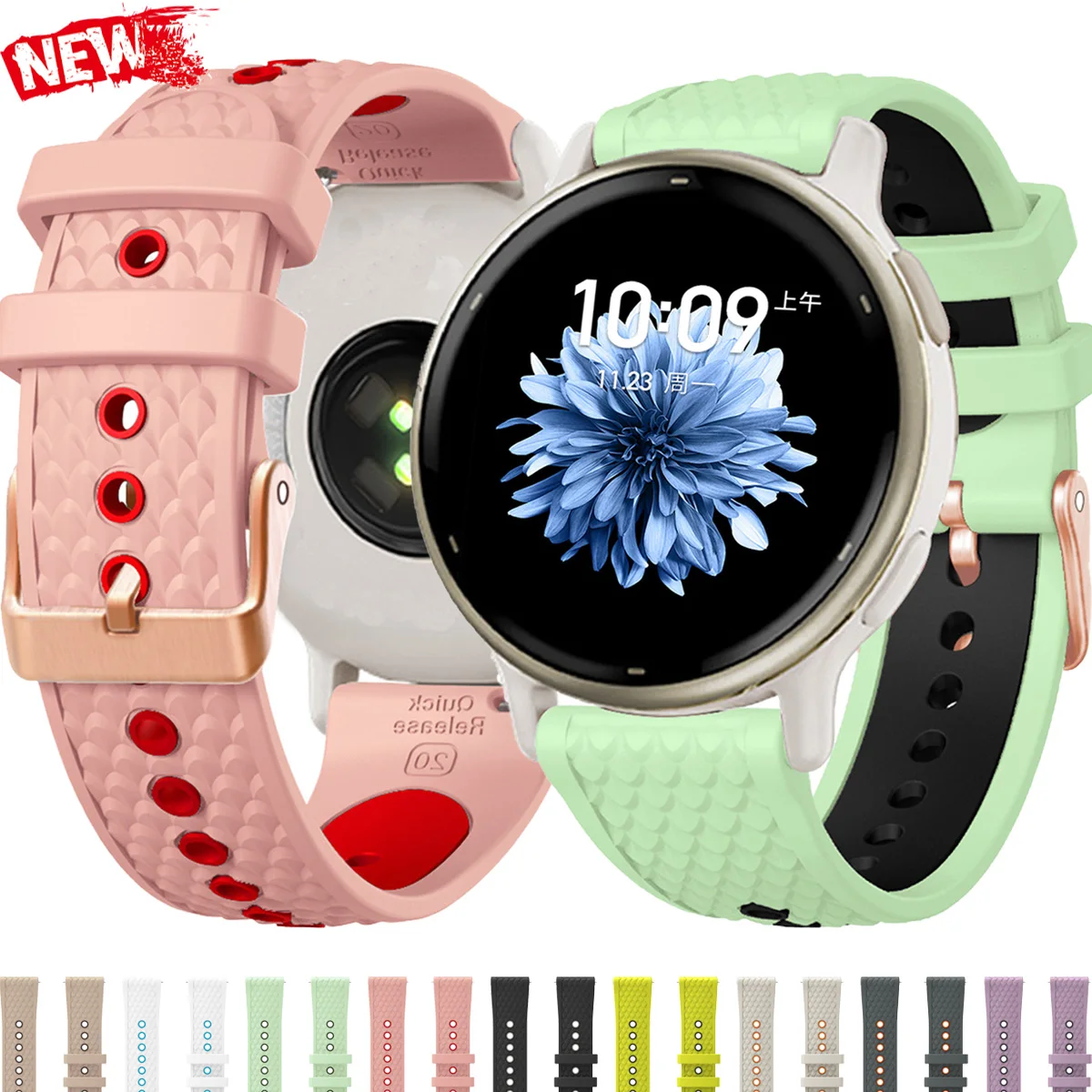 20 mm Silikonarmband für Garmin Forerunner 570 42 mm 165 55 245 645 Vivoactive 6 5 3 Venu 2 Plus Sq 2 Armband Universalarmband