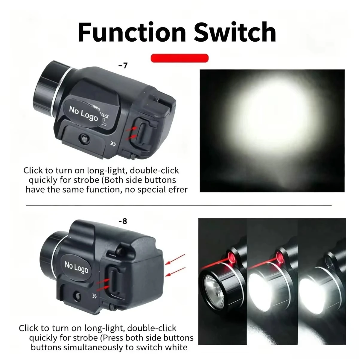 Taktische 1000-Lumen-LED-Taschenlampe 1 7 7X 8 Scout für Glock 17 19 1911, für Taurus G2c G3C, passend für 20-mm-Schiene – Detail 5