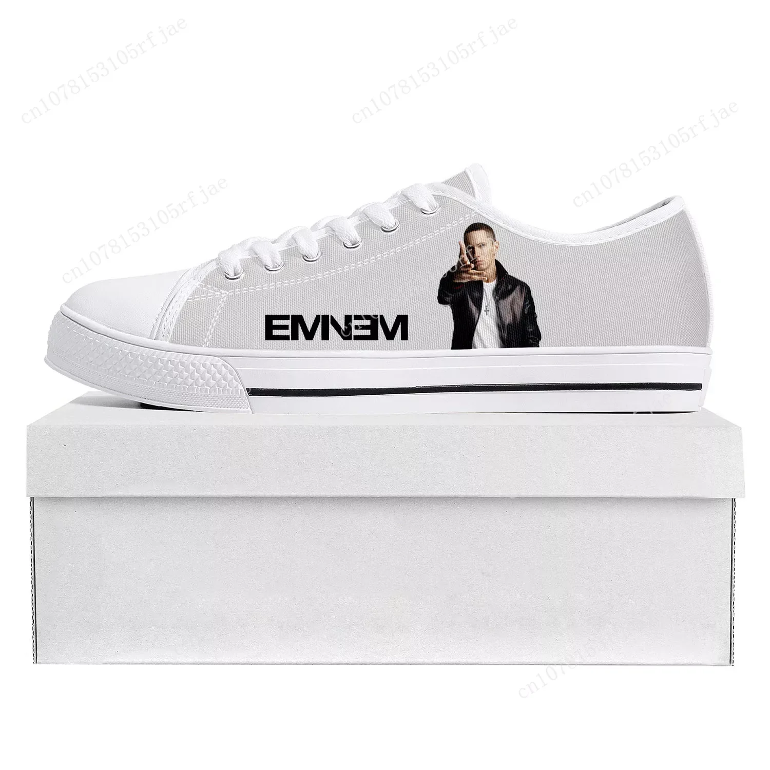 Eminem Hip Hop Rapper Music Popular Low Top High Quality Sneakers Mens Womens Teenager Canvas Sneaker Couple Shoes Custom Shoe