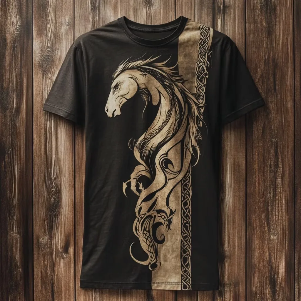 Retro Outdoor Street Style Men's T-Shirt 3D Divine Dragon Print Workout T-Shirt Casual Men's Short-Sleeve Sports Top