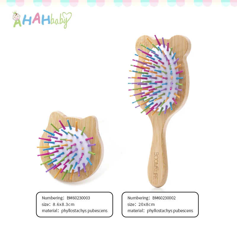 Natural Bamboo Comb Baby Hair Brush Custom Name Baby Hairbrush Newborn Head Massage Brush Infant Anti-static Wood Combs Massager