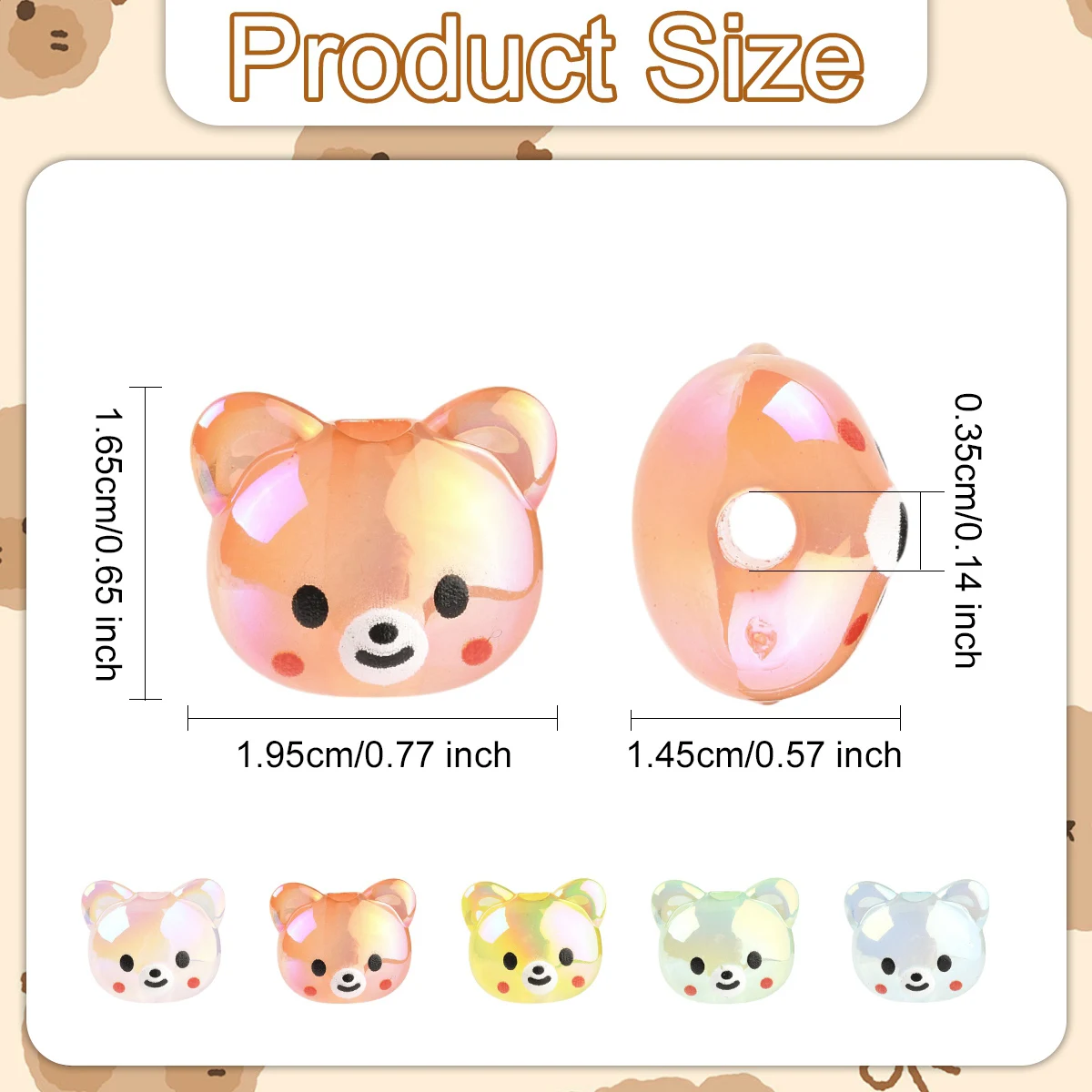10 Pcs Acrylic Beads AB Color Plated Bear Beads for Cute Jewelry DIY Making Friend Gifts Handmade view 3