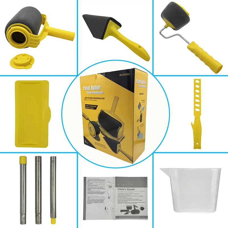 6-in-1 Self-Loading Paint Roller Set with Extendable Pole for Wall Corner & Ceiling Painting Includes 2 Cells And 5L Bucket