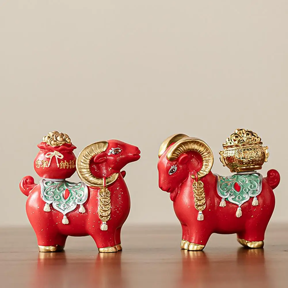 Office Tabletop Ornament Chinese Zodiac Sheep Figurine Rotatable Luck Wealth Goat Statue Vintage Style Tabletop Ornament Home