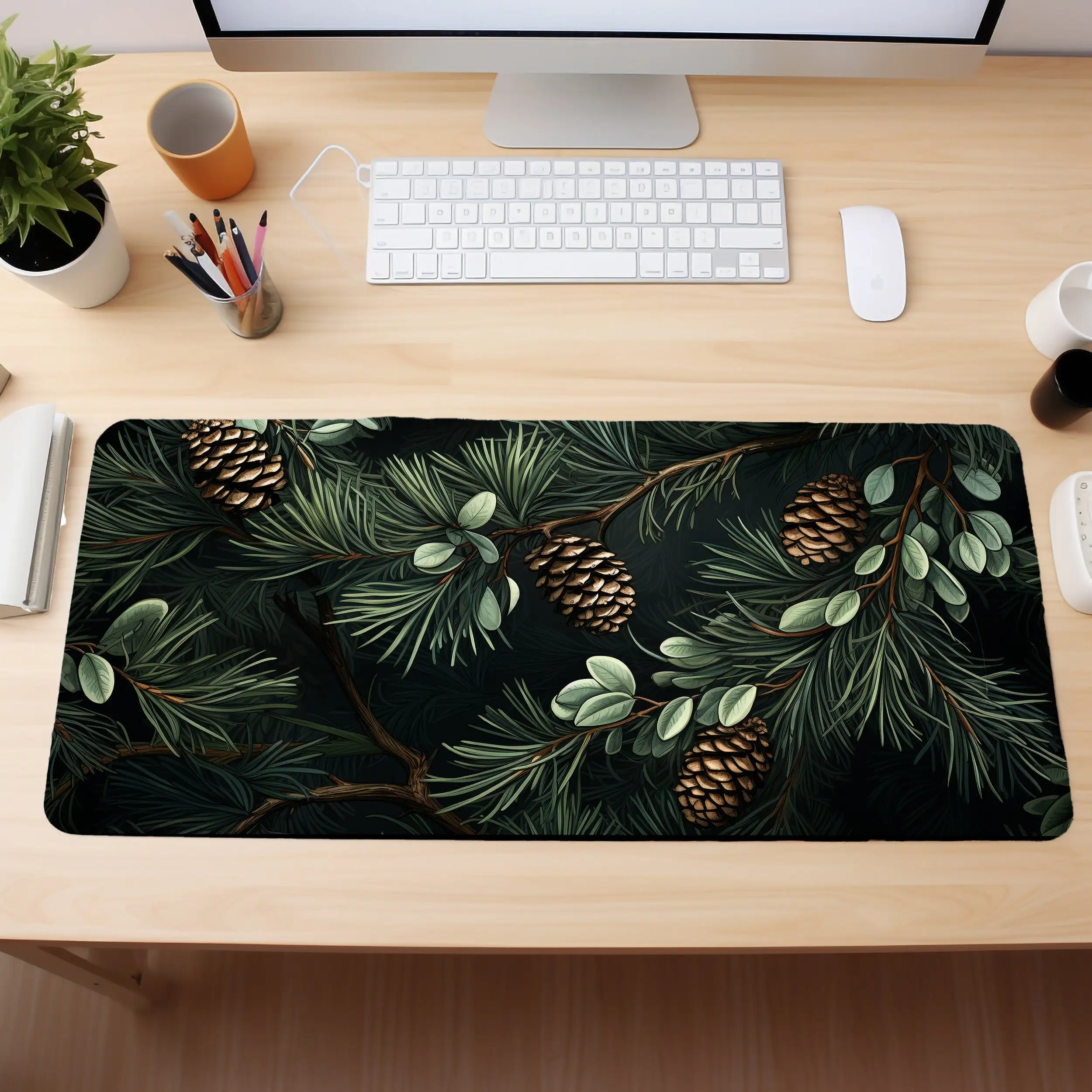 Pine Cone Fruit Deskmat,non-slip and Waterproof Mousepad,office and Gaming Desktop Decorative Mat,the Perfect Gift for Friends.