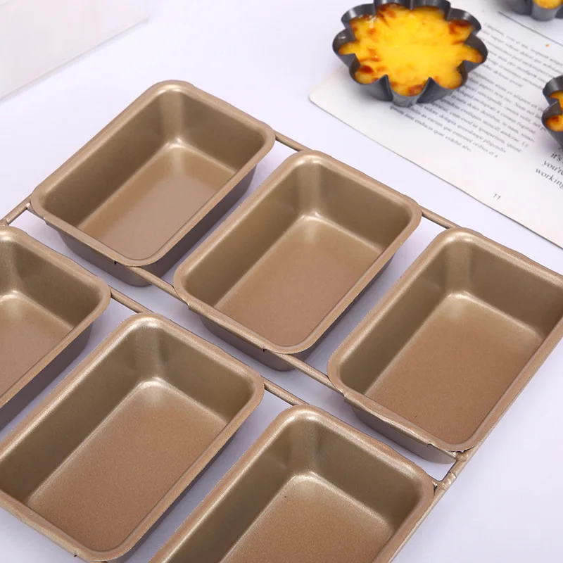 

6 Non-stick Baking Mold Square Mini Toast Brownie Pound Cake Tool Cheese Tray Bread Pan Bakeware