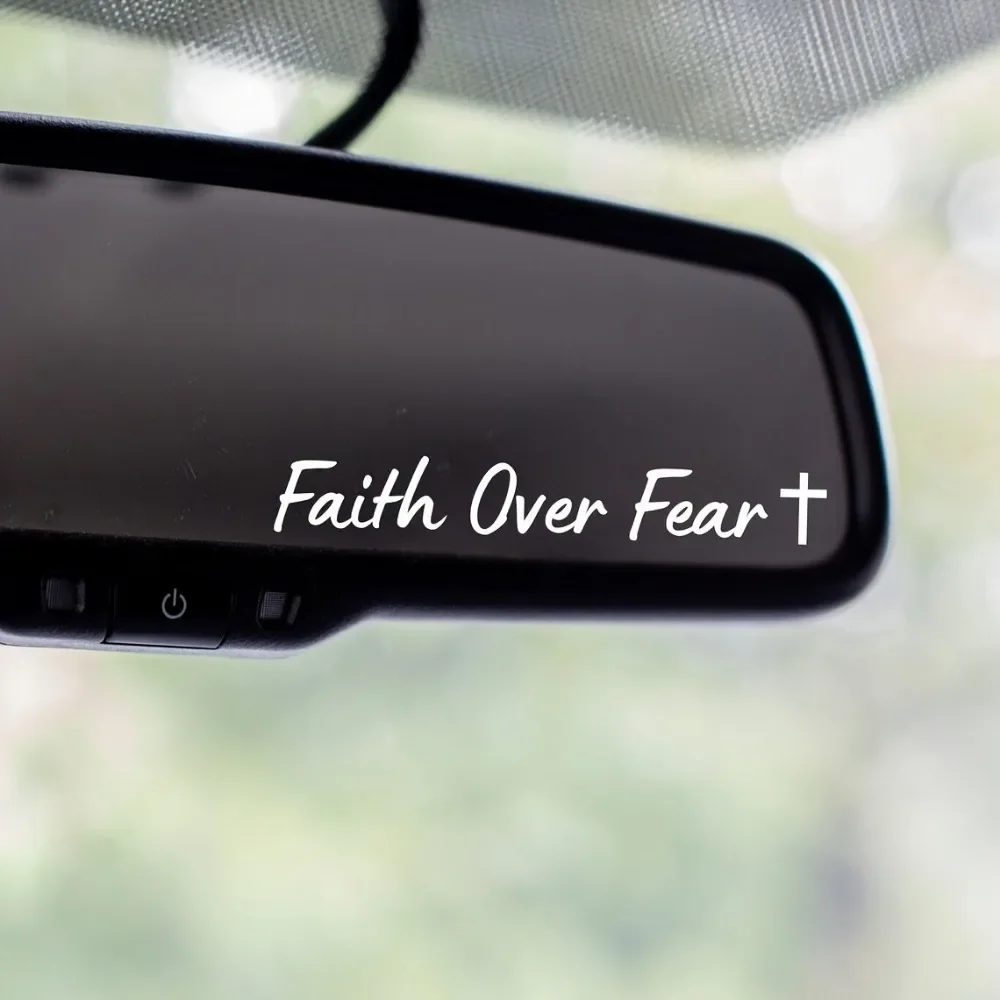 Faith Over Fear Slogan Vinyl-Aufkleber, wasserdicht, für Auto, Fenster, Rückspiegel, universelle Aufkleber für Motorrad-Körperdekoration, Zubehör