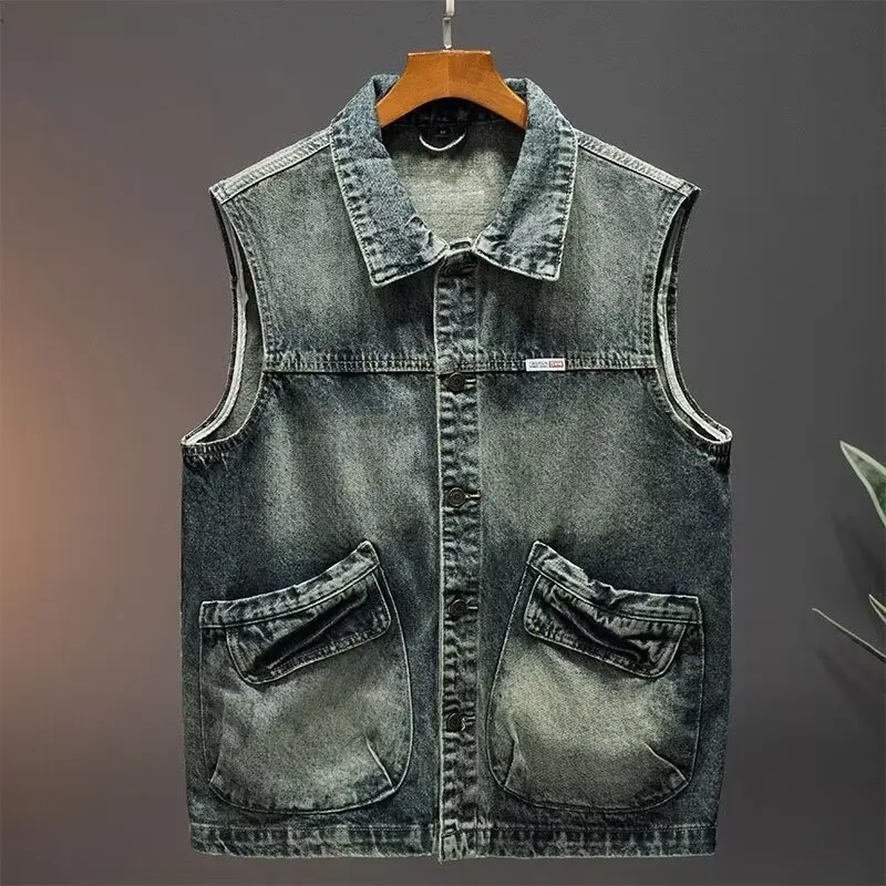 

Высококачественный цельный мужской жилет, повседневная верхняя одежда, рабочая одежда, жилет, мужской универсальный ретро-топ с открытыми плечами, мужской топ