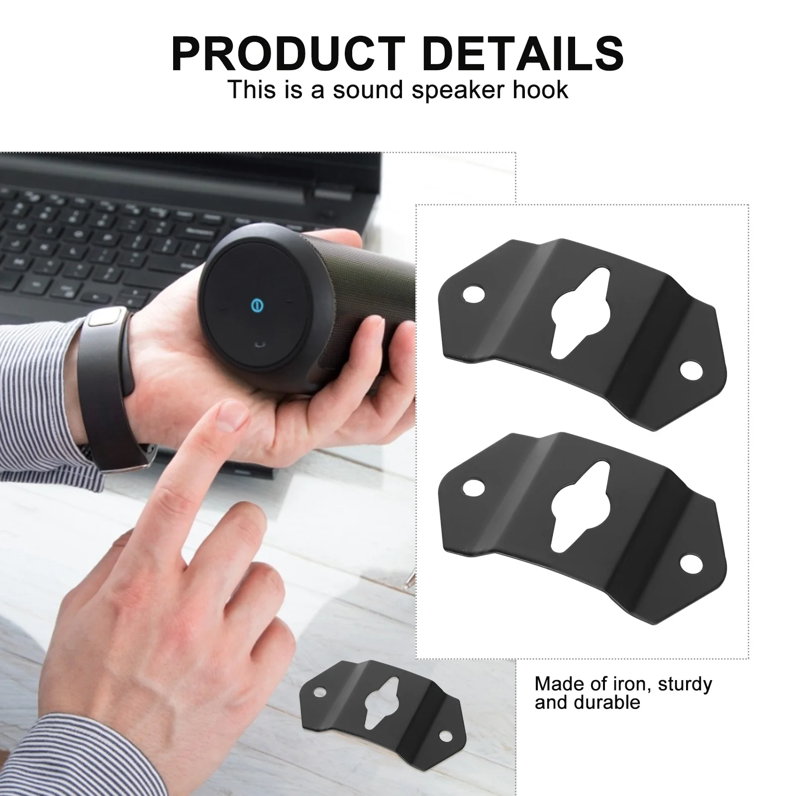 20 قطعة شماعات مكبر الصوت الثقيلة الحديد ثقب المفتاح جدار قوس السنانير الحائط المتكلم حامل حامل لمكبرات الصوت صور كبيرة #5