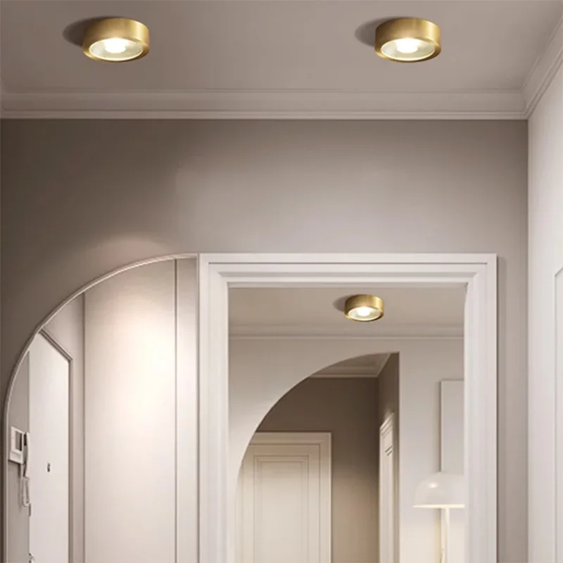 Copper downlights Nordic brief LED ceiling lights corridor lamp foyer balconies living room luxury circular spotlights