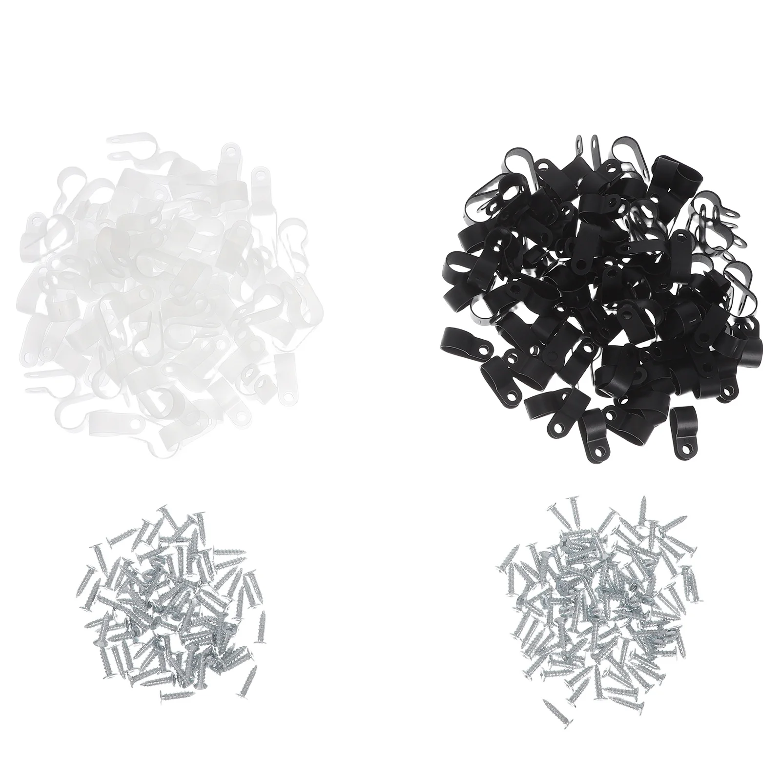 

200pcs R Type Cable Clips Nylon Screw Mounting 1/2'' Cord Fastener Holder For Wire Rope Tube Desk Organizer String Light Clip