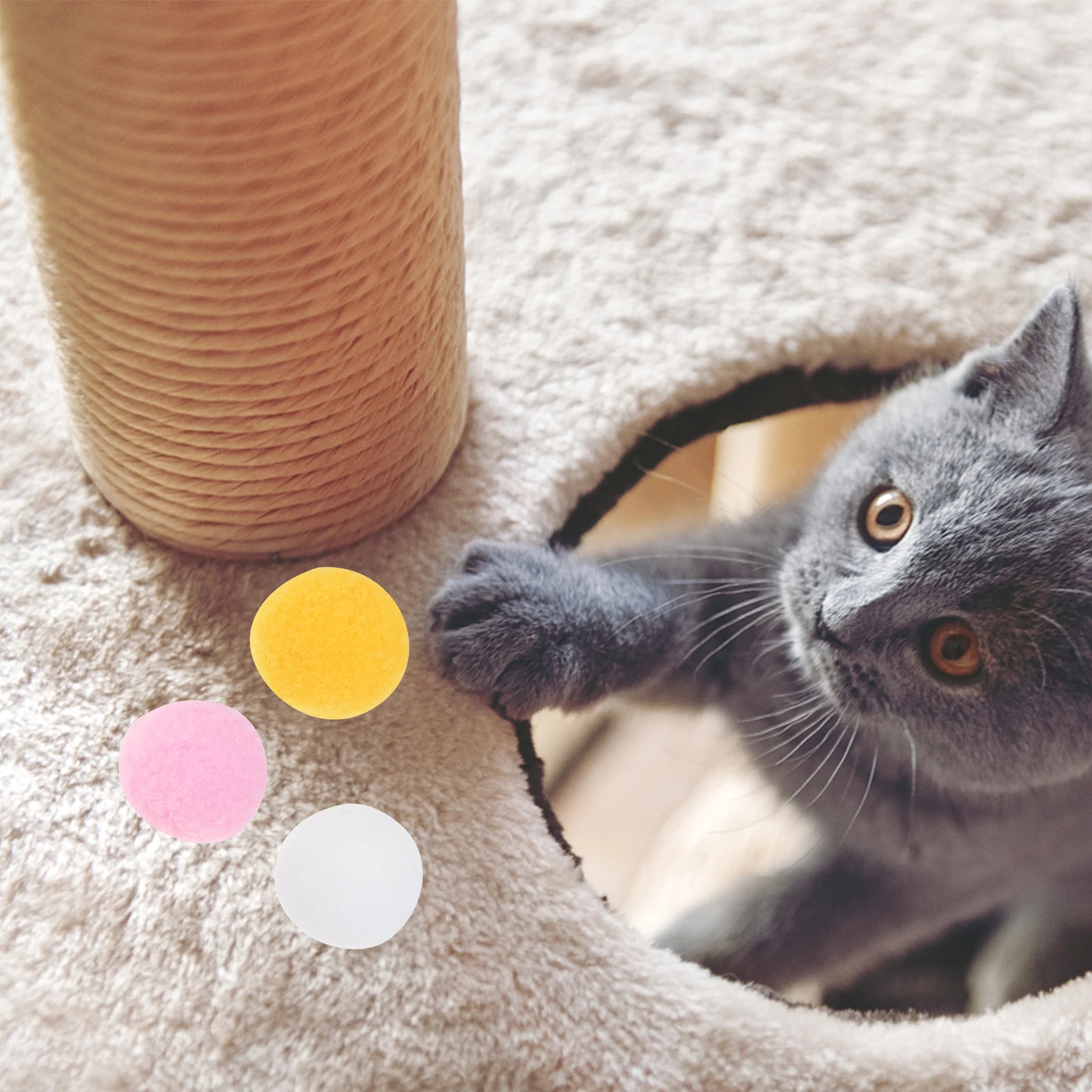 

70 Pcs Cat for Indoor Cats Kitten Ball Interactive Balls Pompom Furry