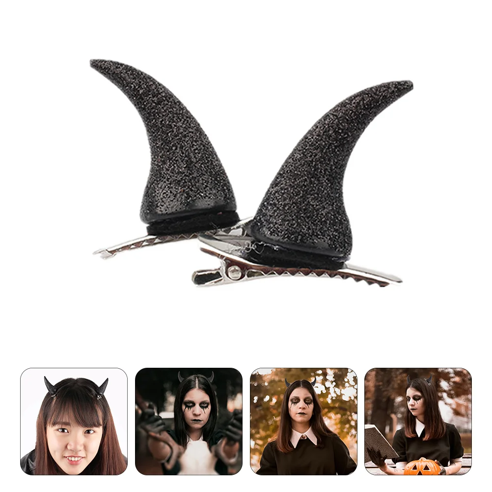 

4 Pcs Horn Hairpin Clip Halloween Headdress Shining Hoin Barrette Women Mask