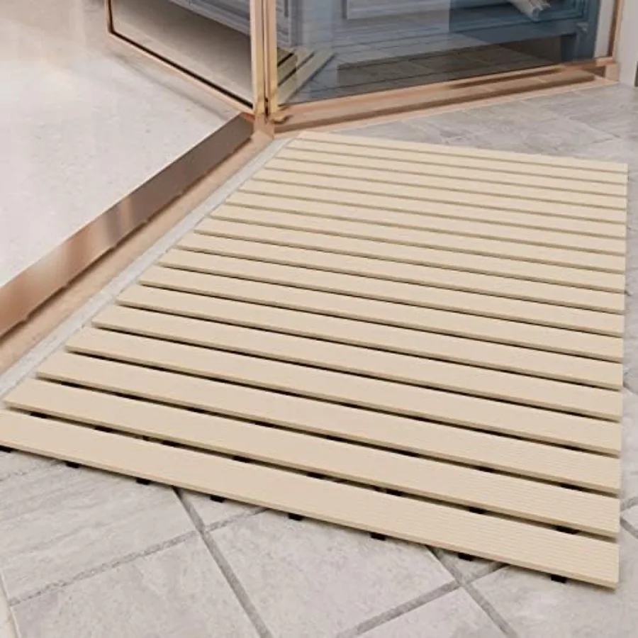 

Shower-Mat Non Slip Heavy Duty Bathtub-Mat Curlable Quick Drain Sturdy Bath Tub Mat Without Suction Cups for Indoor Outdoor Use
