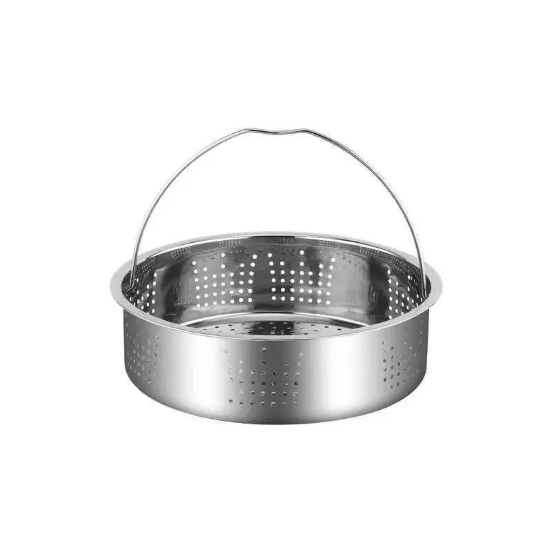 

Food Steamer Kitchen Rice Pressure Cooker Steaming Grid Drain Basket with Silicone Handle Cooking Accessories Stainless Steel