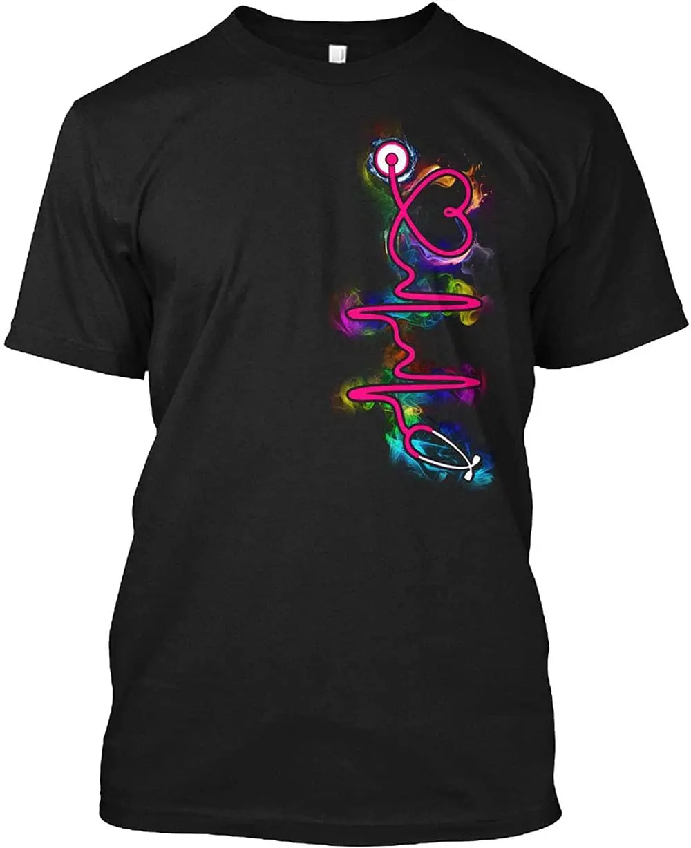 LIKA Fathe'r Day Heartbeat Nurse in Colors Gift Inspire Unisex Cotton Men Women T Shirt BlackGraphic Y2K High quality brandAnime