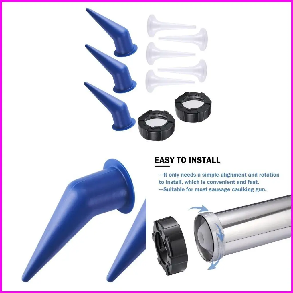 

Sausage Caulks Handle Nozzle set Aluminum Caps & Plastic Nozzles Simple to Operate