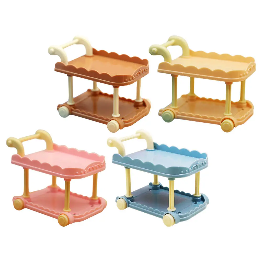 

4Pcs Mini House Dining Cart Cute Miniature Food Cart Furniture Accessory for Mini Kitchen Decor Desktop Ornament Craft