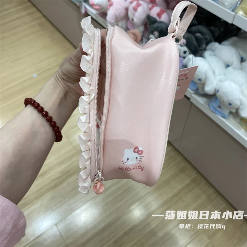 Sanrio Kawaii Doll Bags Japan Style Square Pain Bags Girls Ruched Design Cute Layer Handbags Casual Small Bags For Women Gift