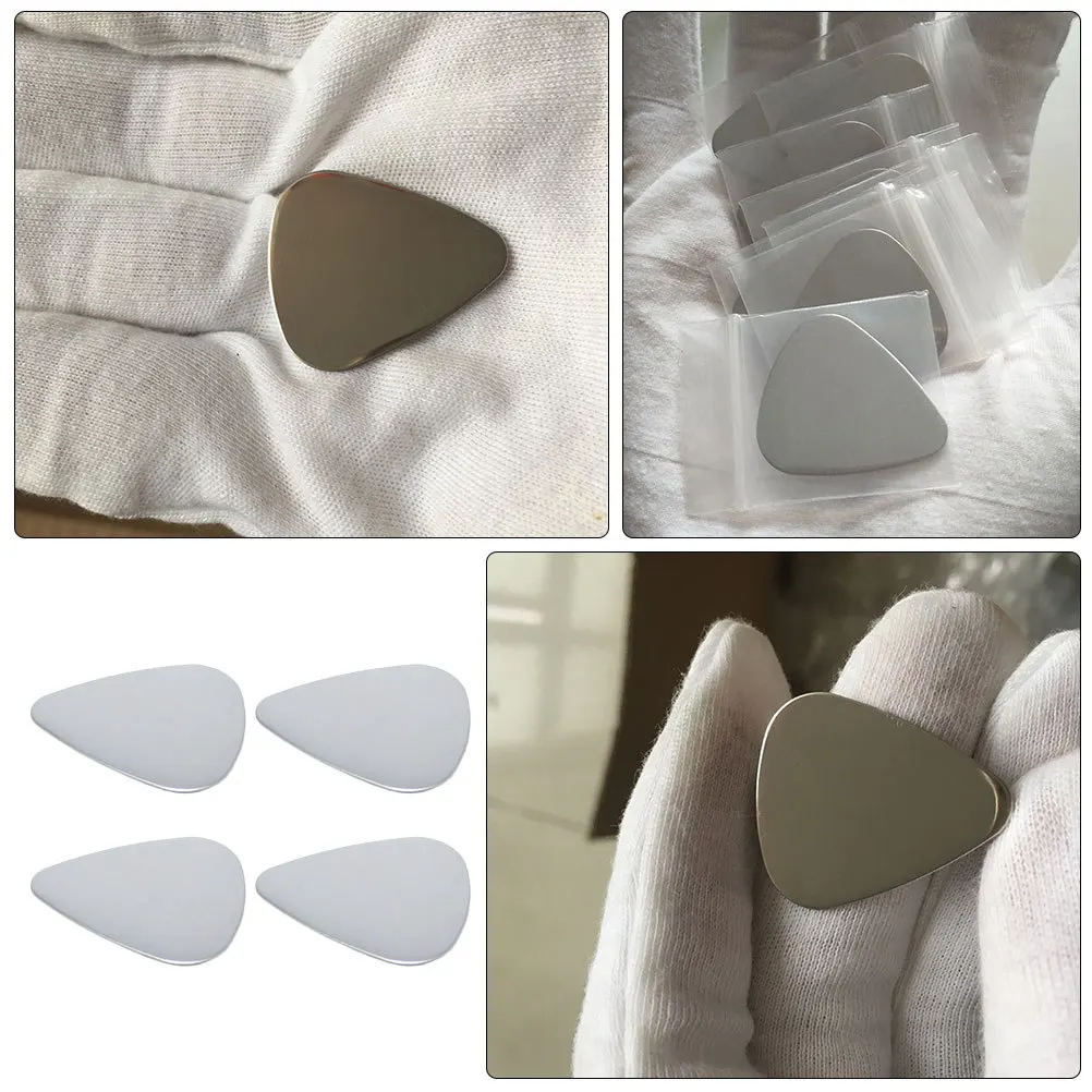4Pcs Stainless Steel Guitar Picks Heavy Duty Anti Deform for Electric Acoustic Bass Ukulele Accessories Guitar Pick
