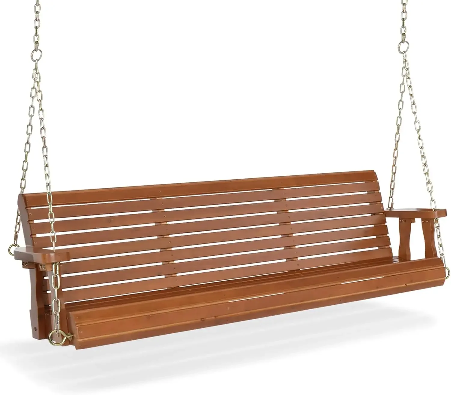 Patio Wooden Porch Swing for Courtyard & Garden, Heavy Duty 880 LBS Swing Chair Bench with Hanging Chains