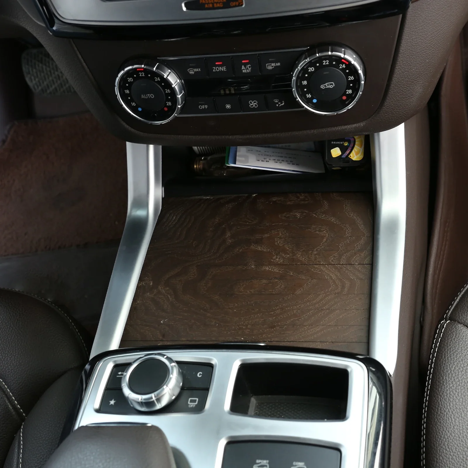 For Mercedes Benz GLE W166 ML GL GLS X166 2013-2019 ABS Silver Car Center Console Water Cup Holder cover Trim Car Accessories