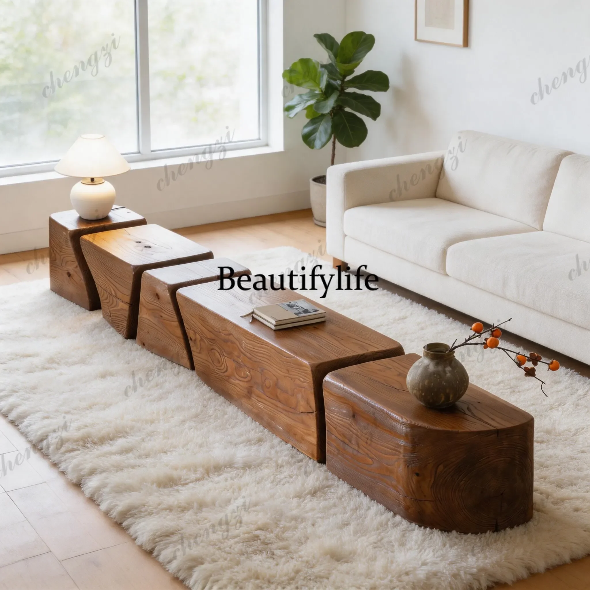 L181 retro solid wood pier combination long stool old rest stool log hotel homestay special-shaped stool