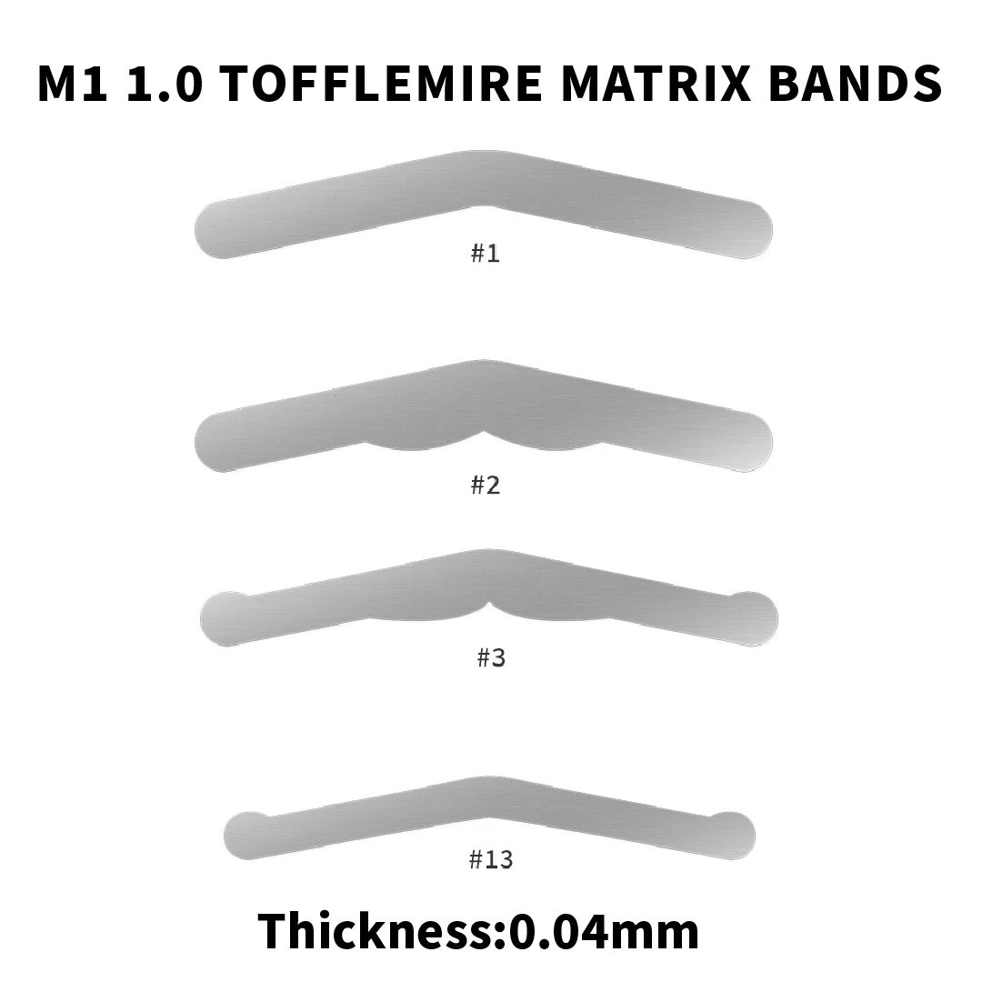 144Pcs Dental Tofflemire Matrix Bands M1 0.04mm Stainless Steel 9 Sizes with Margin Elevation Dentist Restorative Matrices view 2