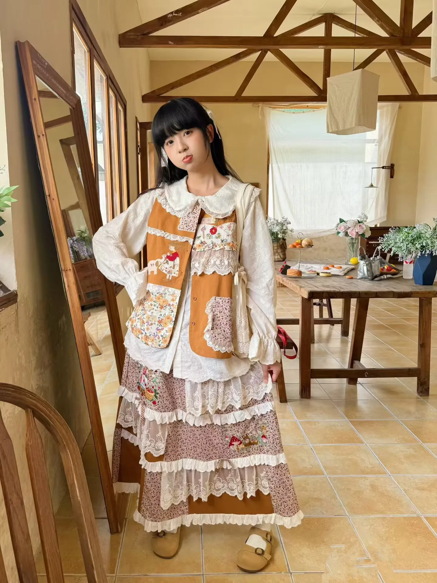 Mulheres vintage algodão saias longas japonês mori menina cintura elástica solta kawaii midi saia faldas mujer