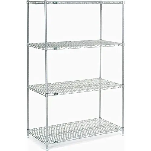 

Nexel 21"" X 48"" X 54"", 4 Tier, Poly-Z-Brite Adjustable Wire Shelving Unit, Nexguard Anti-Microbial Agent, Nsf Listed