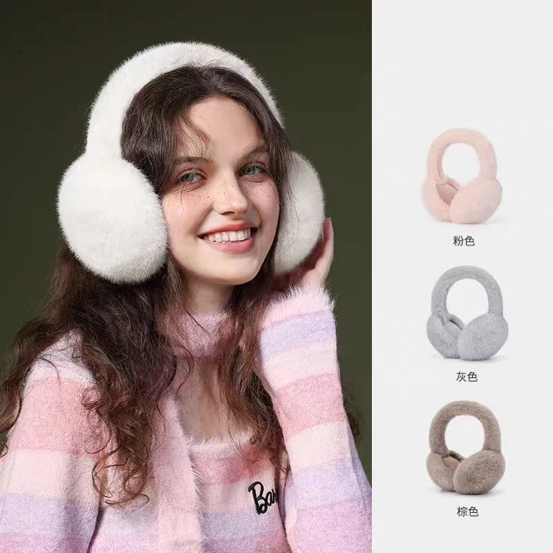 بلون دافئ ومضاد للتجمد غطاء للأذنين قابل للطي لطيف تقليد الأرنب الفراء أفخم غطاء للأذنين الرياضة في الهواء الطلق الشتاء سماعات