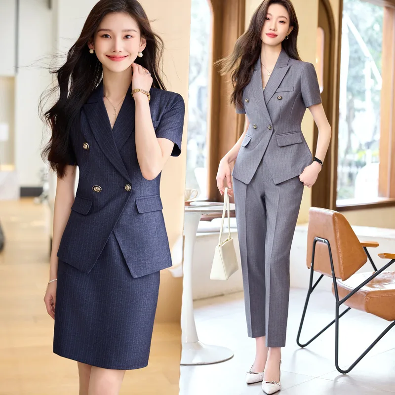 High-Grade Suit Women2024Thin Jacket for Summer Small Business Clothing Skirt Summer Work Clothes