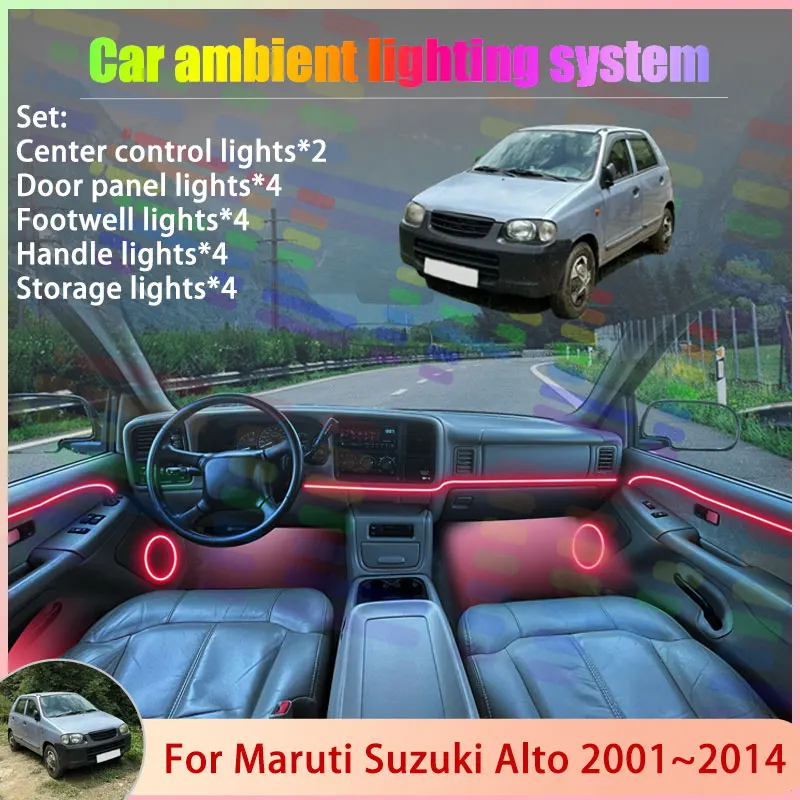 

For Maruti Suzuki Alto RF MK1 2001~2014 2002 2003 2/18 in 1 Car Atmosphere Light Lamp RGB Shade Ensemble Streamer Atmosphere Set