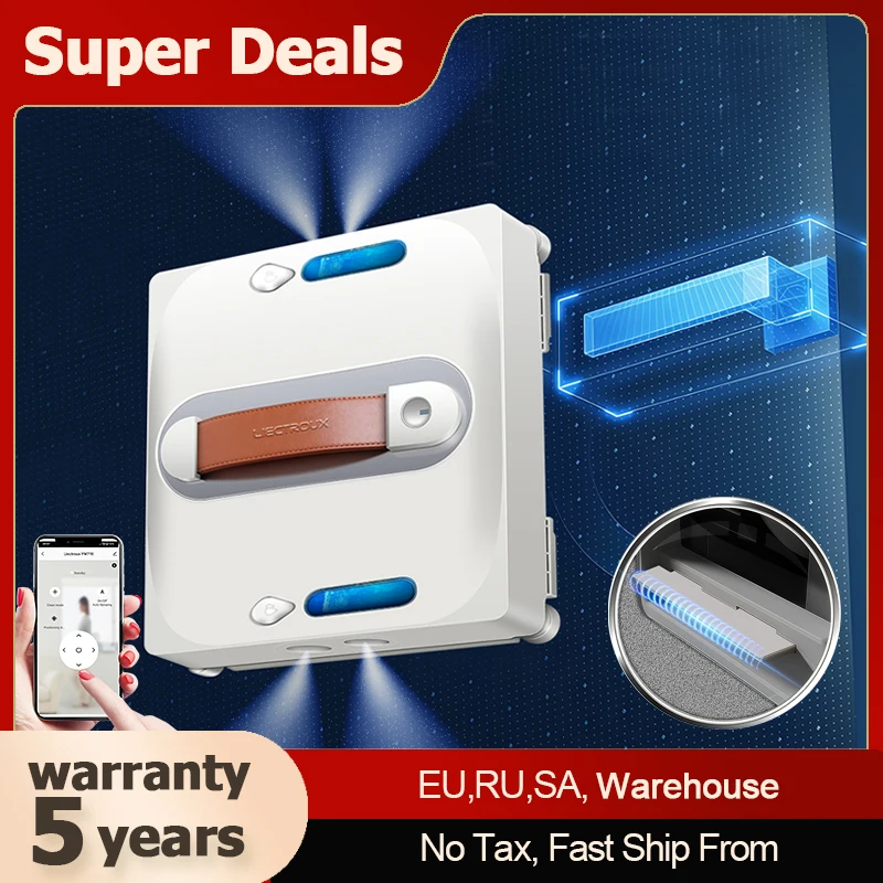 

Window Cleaning Robot Liectroux S11, 4-Way Water Spray, Home Glass Floor Wall Tiles Cleaner Robot, Strong Vacuum, Smart Memory