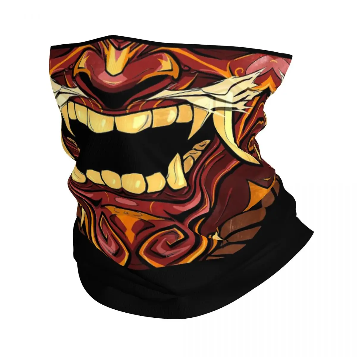 Menpo Oni Samurai Japan Devil Bandana Neck Gaiter Printed Wrap Scarf Multi-use Headwear Cycling for Men Women Adult Washable